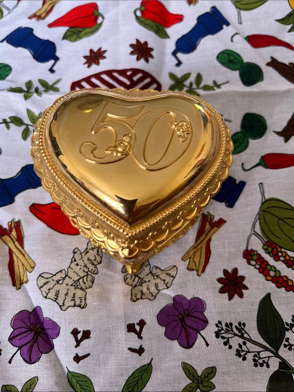 Gold Heart Trinket Box - 50th Anniversary Keepsake